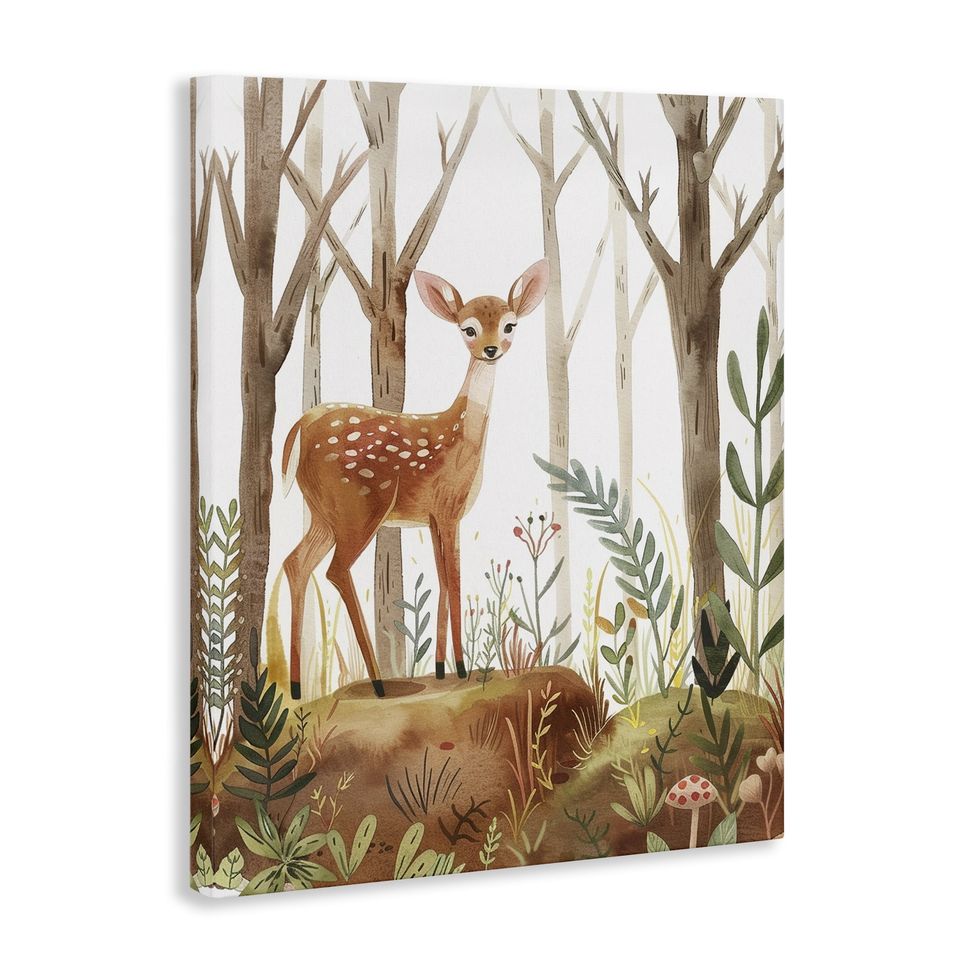Stupell Industries Soft Woodland Deer Landscape & Nature Painting Wrapped Canvas Art Print Wall Art, 24 x 30