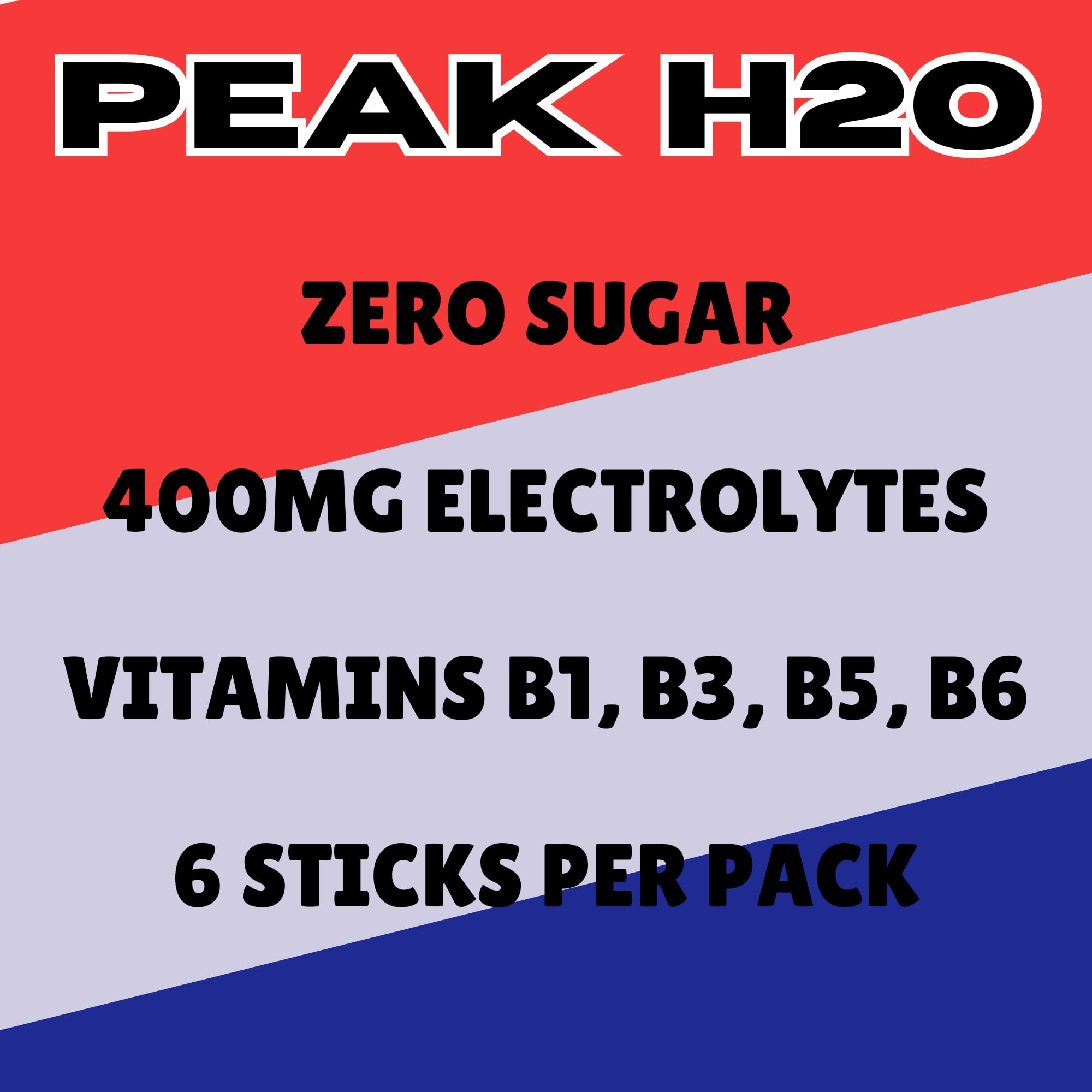 Peak H2O Hydration Ice Pop Electrolyte Drink Mix, Sugar-Free Powder Sticks with Electrolytes & B Vitamins for Workouts Gym Exercise Travel Outdoor & Summer Refreshment (2 Packs, 12 Servings Total)