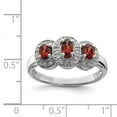 thumbnail image 3 of Sterling Silver Rhodium-plated 3 Stone Garnet & Diamond Ring QDX595, 3 of 6