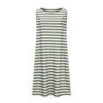 thumbnail image 6 of NXMZXB Summer Dresses for Women 2025 Loose Fit Casual Striped Sundresses Beach Cover Ups Sleeveless Crewneck Tshirt Swing Dress with Pockets Army Green L, 6 of 7