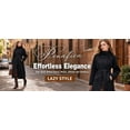 thumbnail image 6 of Women's Wool Blend Long Pea Coats Oversized Stand Collar Winter Overcoat with Belt, 6 of 7