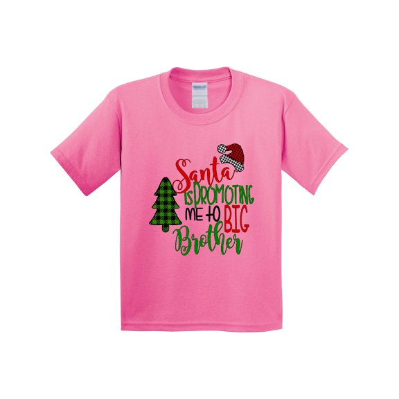 Inktastic Santa is Promoting Me to Big Brother Green Plaid Tree Youth T-Shirt