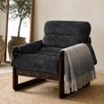 thumbnail image 6 of Chenille Accent Chair with Rolled Arms and Wooden Frame - Dark Gray, 6 of 10