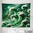 thumbnail image 2 of Ambesonne Green Tapestry King Size, Marble Print Waves Galaxy Sky, 104"x88", Dark Teal, 2 of 3