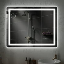 Dextrus LED Bathroom Mirror with Front Light and Backlit,3 Colors Dimmable Adjustable LED Wall Mounted Mirror,Anti-Fog,40" x 32",Wall Mounted Mirror-Horizontally Only