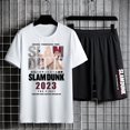thumbnail image 1 of Slam Dunk-chándal de algodón para hombre, Camiseta con estampado de Anime, pantalones cortos, traje de verano, conjunto de entrenamiento holgado, ropa deportiva de baloncesto, camiseta de gran tamaño, 1 of 4