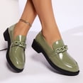 thumbnail image 2 of Xucatan Trendy Women's Chain Embellished Loafers with Glossy Patent Finish, Low Block Heel Slip-On Shoes with Padded Insole, Wide Fit Comfortable Walking Shoes for Spring Fall Outfits Gift, 2 of 9