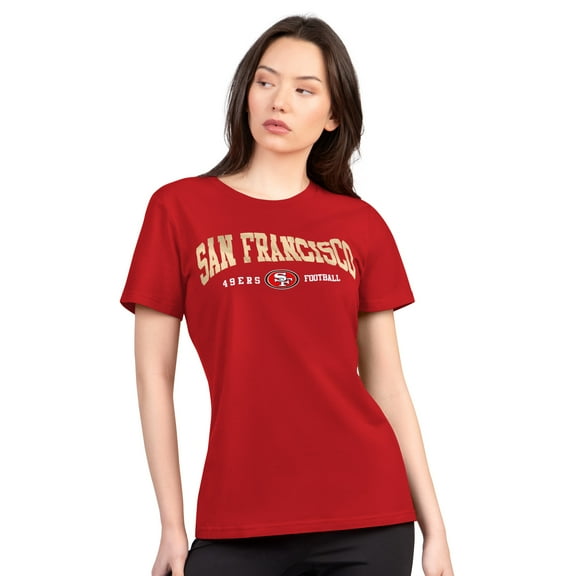 Women's G-III 4Her by Carl Banks Scarlet San Francisco 49ers Super-Slim Lightweight Winning Crew T-Shirt