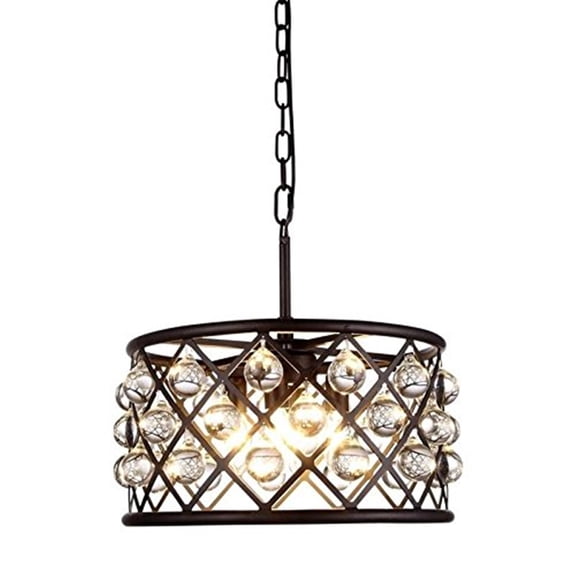 1213 Madison Collection Pendant Lamp D:16in H:9in Lt:4 Mocha Brown Finish Royal Cut Crystal (Clear)