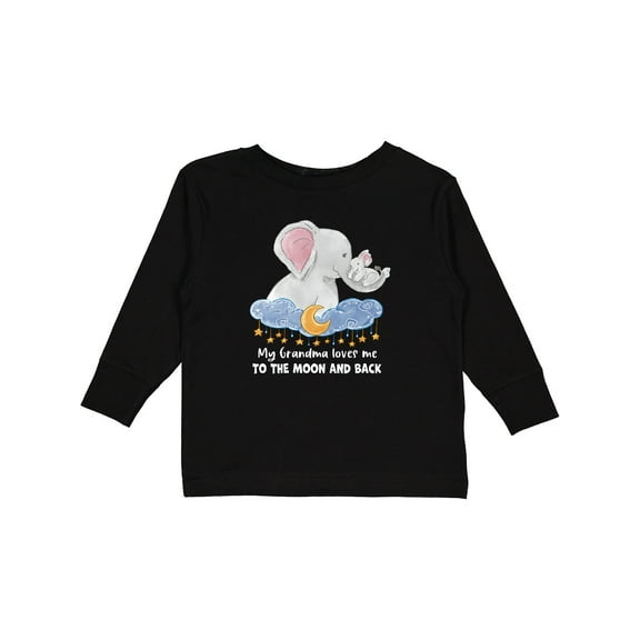 Inktastic My Grandma Loves Me to the Moon and Back Elephant Family Boys or Girls Long Sleeve Toddler T-Shirt