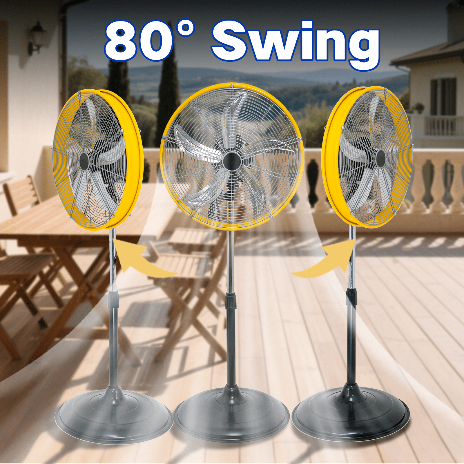 4900 CFM 20" High Velocity Industrial Pedestal Fan, 3-Speed Professional Oscillating Standing Fan with Drum Head, Heavy Duty Metal Fan for Commercial, Warehouse, Garage, UL Listed