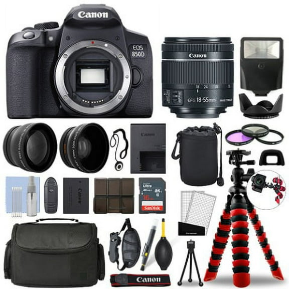 Canon 850D / T8i SLR Camera with 18-55mm STM  16GB 3 Lens Ultimate Accessory Kit