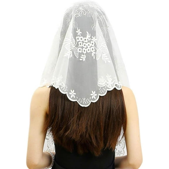 Women's Flower Embroidery Head Scarf Large 31.5 Inch Headband Sheer Hair Bandana for Women Girls