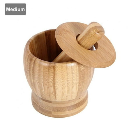 

Bamboo Spice Grinder Crush Press Mash Spices Herbs Garlic Pepper Guacamole Nuts Fruit S-L Bamboo Garlic Jar Natural Bamboo Spice Grinder Mortar Pestle Set for Kitchen