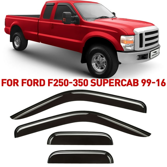 Voron Glass Tape-on Extra Durable Rain Guards for Trucks Ford F250 F350 Super Duty 1999-2016 SuperCab, Window Deflectors, Vent Window Visors, 4 Pieces - 100771