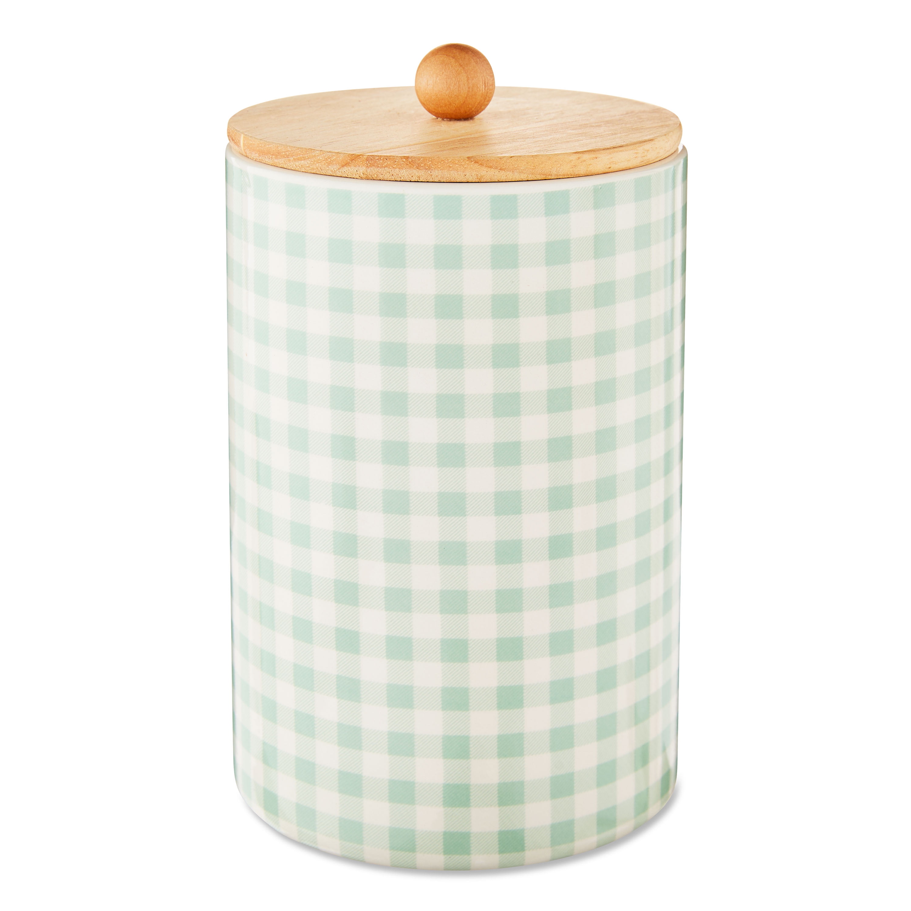 Way To Celebrate Green Grid Ceramic Jar, 7.5"