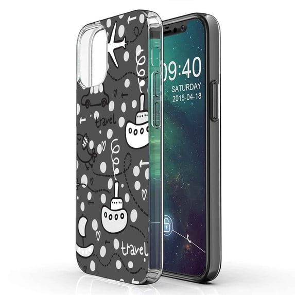 TalkingCase Slim Phone Case Compatible for Apple iPhone 12 Mini, Planes Cars Boats 2 Print, Lightweight,Flexible,Soft, USA