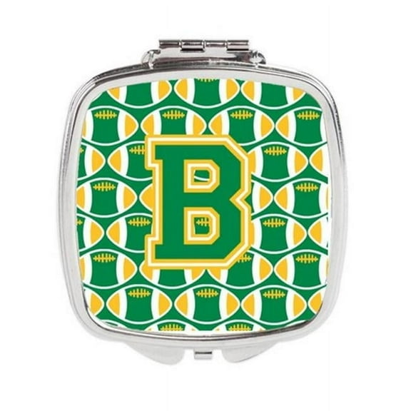 Letter B Football Green & Gold Compact Mirror