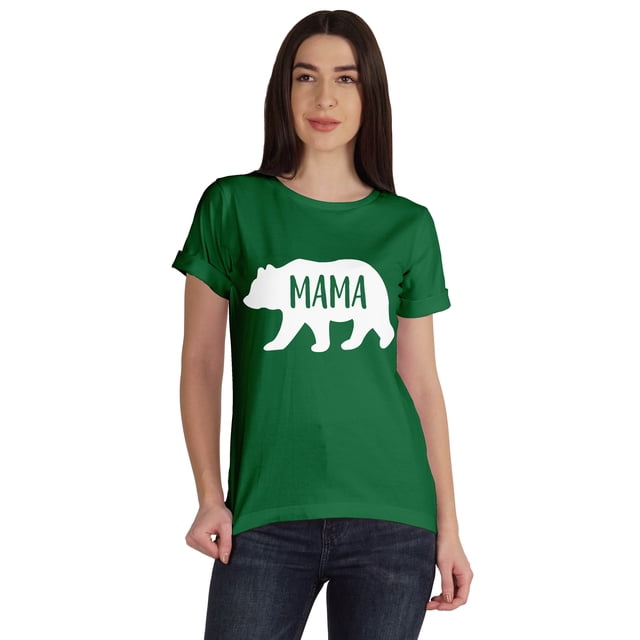 Inkmeso T-Shirt Graphique à Col Rond Maman Ours Manches Courtes Femme Coton Tee Décontracté