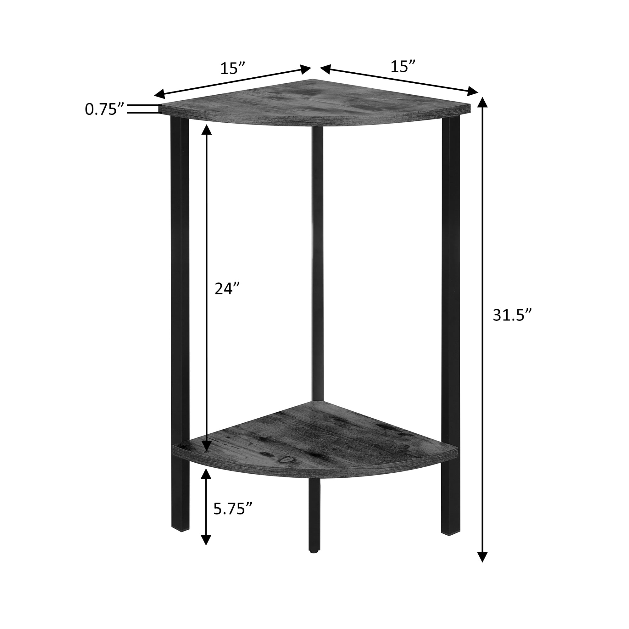 Convenience Concepts Graystone 31 inch 2 Tier Corner Plant Stand, Fauxx Birch/White