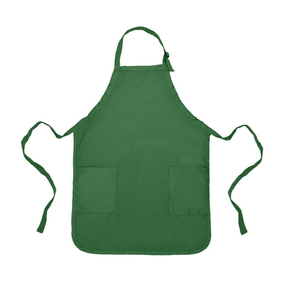 DALIX Apron Commercial Restaurant Home Bib Spun Poly Cotton Kitchen Aprons (2 Pockets) in Dark Green