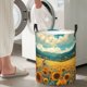 thumbnail image 5 of Balery Field Style Bicycle Young Sunflower Cesta de ropa redonda con asas, impermeable, independiente, para ropa, juguetes, dormitorio y familia-Small, 5 of 6