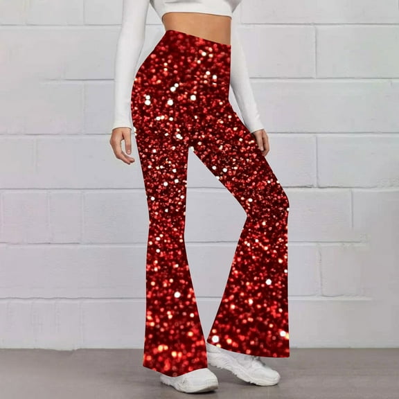 Aboser Womens Bootcut Yoga Pants Trendy Sequin Printing Leggings Stretchy High Waisted Sports Pants Wide Leg Flare Legging Athletic Tummy Control Seamless Trousers