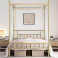 thumbnail image 2 of Renwick Juno Metal Canopy Frame Four Poster Bed with Headboard and Footboard, Queen, Antique Gold, 2 of 7