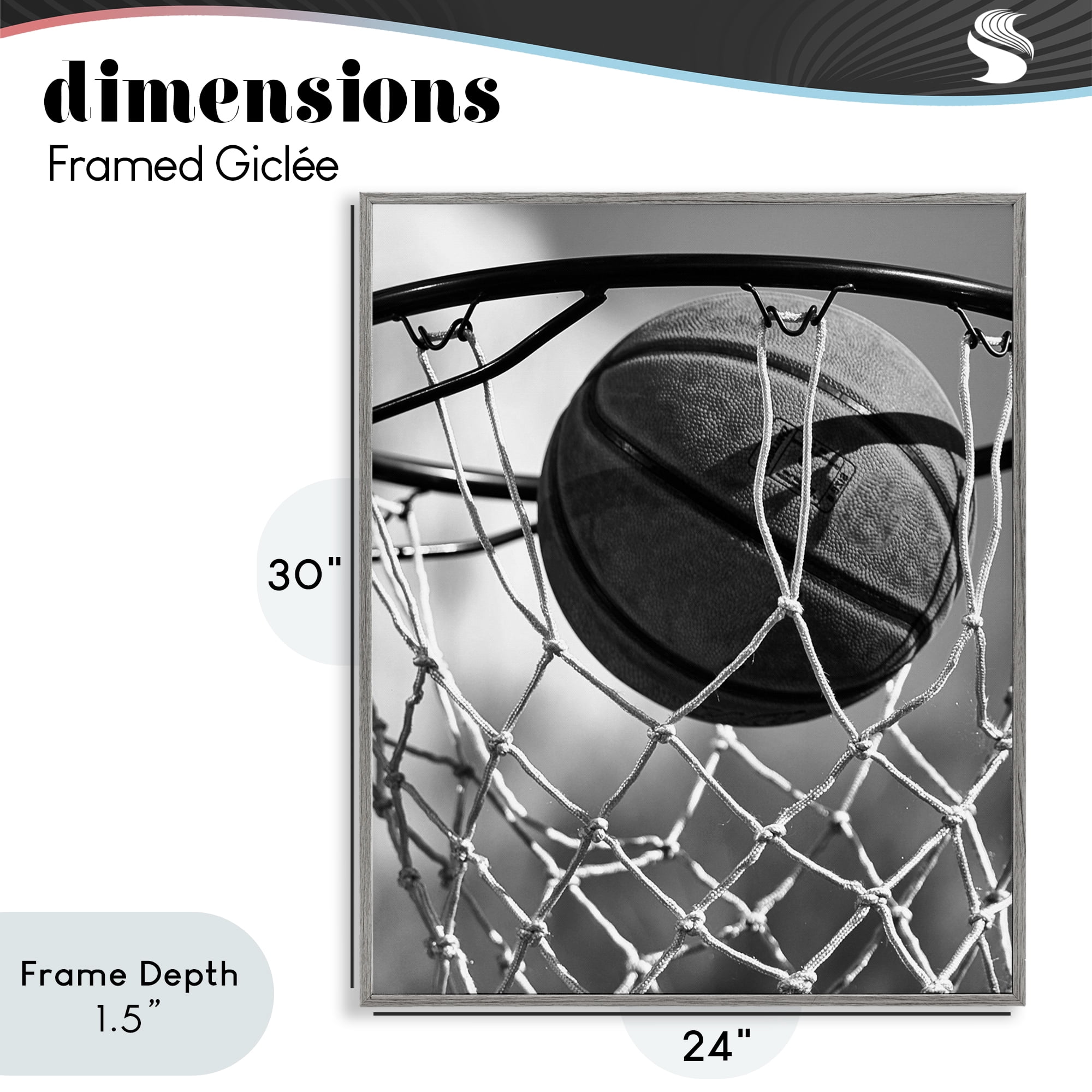 Stupell Industries Winning Basket Shot Gray Framed Giclee Art, design by Marcus Prime