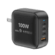 thumbnail image 1 of Mr. Gadgets Cubo Adaptador De Corriente Power Cube 100w Cargador Carga Ultra Rápida Pd Qc Gan, 4 Puertos, Usb-c, Usb-a, Compacto Compatible Con iPhone/ Macbook/ iPad/ Android/ Laptops Color Negro, 1 of 6