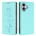 thumbnail image 2 of Leather For iPhone 16 , RFID Blocking Protection, Playful Cats Embossed Flip Wallet Leather Case With Card Holder Magnetic Closure  Phone Cases Cover,Green,For iPhone 16, 2 of 7