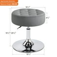 thumbnail image 6 of Furniliving Velvet Tufted  Vanity Stool Adjustable Makeup Chairs Swivel Round Ottoman,Grey, 6 of 7