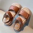 thumbnail image 2 of Gubotare Toddler Beach Shoes Girls Sandals One Pack Open Toe Summer Dress Flat Thong Girls T Strap Sandals with Ankle Strap for Little Kids Size 7 (Brown,Toddler 7), 2 of 8