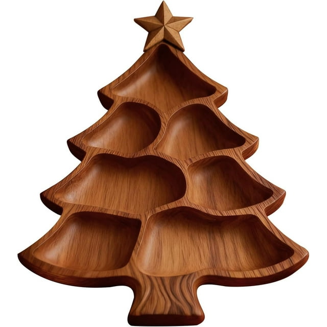 Christmas Tree Charcuterie Board With Wooden Holiday Serving Platter For Appetizers Cheese And Snacks As Festive Tray Perfect For Party Kitchen Decor 1Pc