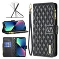 thumbnail image 1 of iPhone 14 Pro MaxWallet Case Premium Handmade PU Leather Phone Case Card Slots Magnetic Closure Zipper Pocket Kickstand Flip Case with Hand Strap for iPhone 14 - Black, 1 of 5