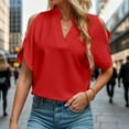 thumbnail image 2 of Women Blouses Nice Dressy Shirts for Women 4xlt T Shirts All Womens Tops Undershirt Womens Casual Summer Long Button up Shirt Woman Casual Blouse Shirt for Blouse Elegant Athletic Red 2XL, 2 of 5