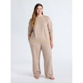 thumbnail image 2 of Joyspun Women's Fleece Long Sleeve Top and Straight Leg Pants Lounge Set, 2-Piece, Sizes XS-3X, 2 of 4