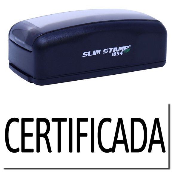 Large Pre-Inked Certificada Stamp, Slim 1854, Ultra Slim Design, Impression Size 1-13/16" by 2-1/2", Up to 25,000 Impressions - Black Ink