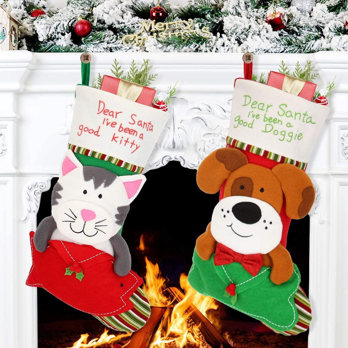 Pet Christmas Stockings, 18" Large Christmas Stocking for Dog, Cat Xmas