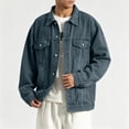 thumbnail image 7 of Hvogkswy Vintage Washed Jean Jacket Men Long Sleeve Button Denim Jackets Lightweight Work Jean Jacket Coat with Pockets, 7 of 7