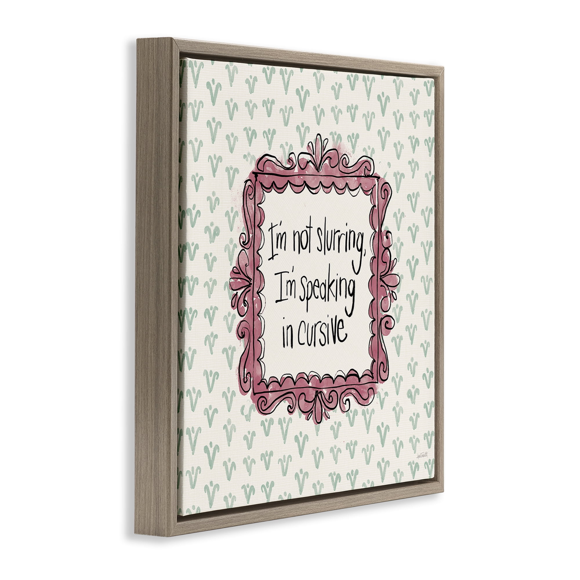 Stupell Industries Speaking In Cursive Food & Beverage Painting Brown Floater Framed Canvas Art Print Wall Art, 25 x 25