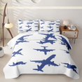 thumbnail image 2 of Erosebridal Simple Blue Aircraft Twin Quilt Set for Boys Men, Airplane Outline Print Twin Coverlet Set, 2 Pieces, 2 of 7