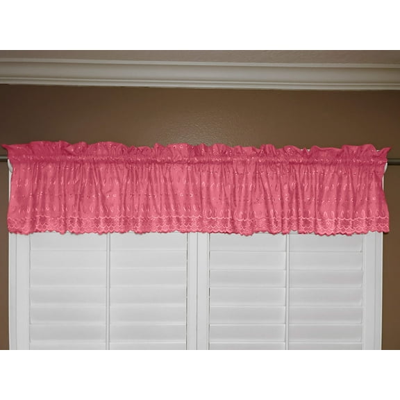 cotton eyelet window valance 58 wide pink