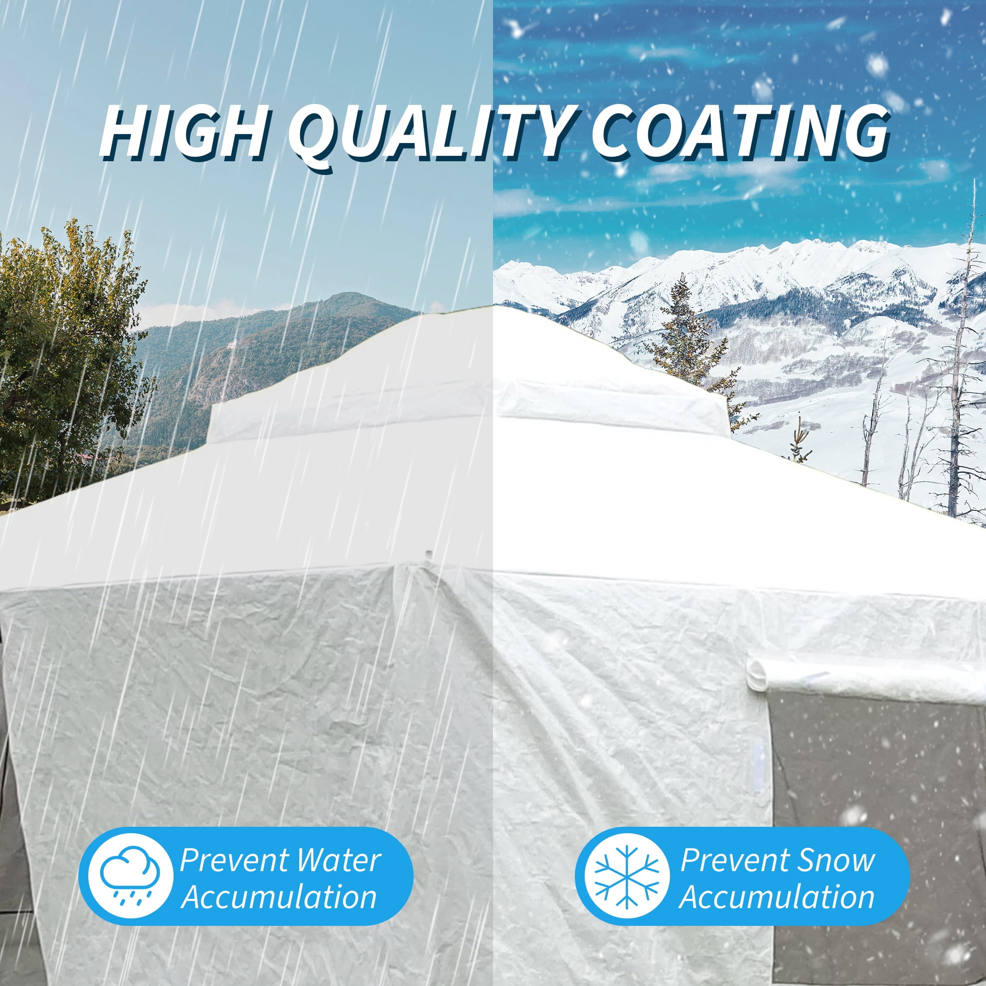 Gazebo Accessories 8' x 8' Double Roof Universal Winter Gazebo Cover for Hardtop Gazebos,Enclosed Cover with Sidewalls and Mesh Windows Waterproof (White)