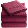 thumbnail image 1 of Striped Bed Sheet Set 1800 Luxury Soft Microfiber Deep Pocket 4-Piece Bedding Set - Wrinkle, Stain, Fade Resistant - Burgundy Full, 1 of 4