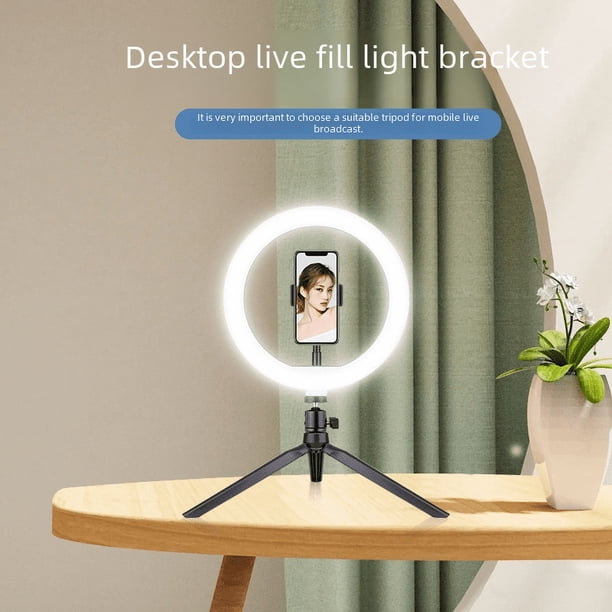 Soporte de escritorio Luz de relleno Teléfono móvil Anillo de luz en vivo Anclaje Trípode para fotografía de selfies Luz de belleza LED