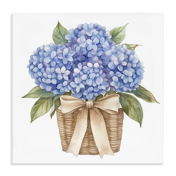 Stupell Industries Blue Hydrangea Picnic Basket Canvas Wall Art, design by Petal Prints Design