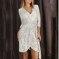 thumbnail image 3 of Wedding Guest Dresses for Women,Women's Sequin Sparkly Party Dress Cocktail Bodycon Glitter Dresses Long Sleeve, 3 of 5