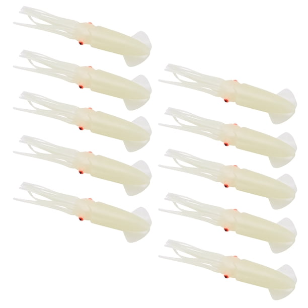 Señuelos De Pesca De Calamar, Cebo De Calamar De Silicona Suave, Duradero, Resistente, Luminoso, Realista, 10 Uds.