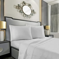 Elegant Comfort 3-Line Design 1500 Series Egyptian Quality Wrinkle and Fade Resistant 2-Piece Pillowcase Set, Deep Pocket- Standard Size, Silver